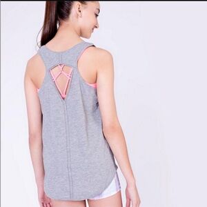 Worn 1X, Ivivva, Girls, Loose fit tank, “happy living” shirttail hi-low hem